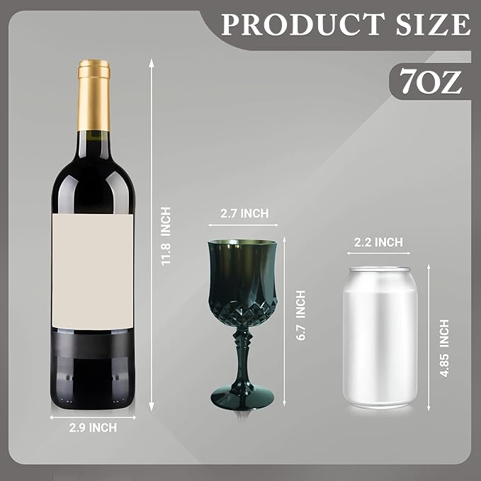 Plastic Wine Glasses，Plastic Goblets Vintage Style Cordial Drinking Glasses for Wedding Reception, Grand Event Party Supplies (48, Black)