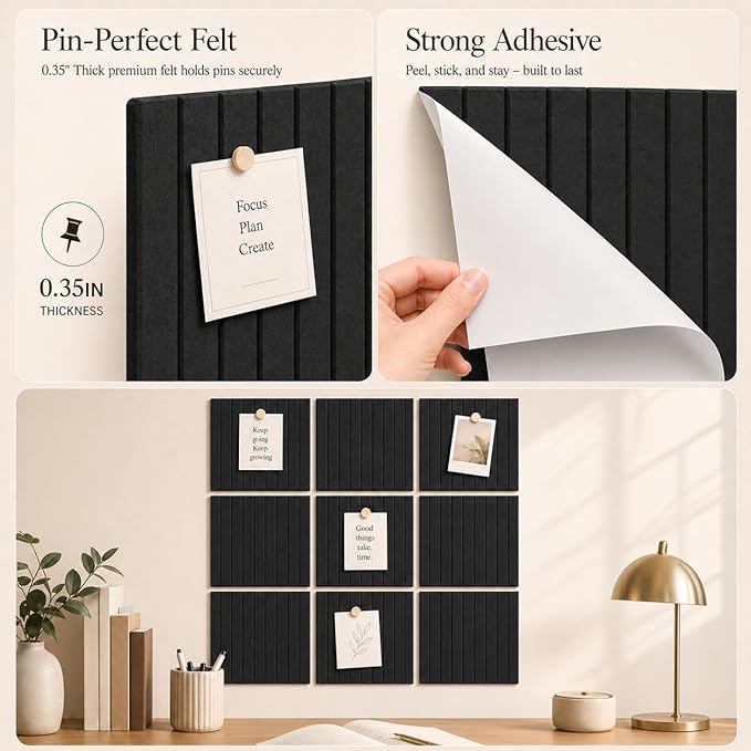 Large Cork Boards for Walls – 36 x 24 Self Adhesive Felt Wall Tiles