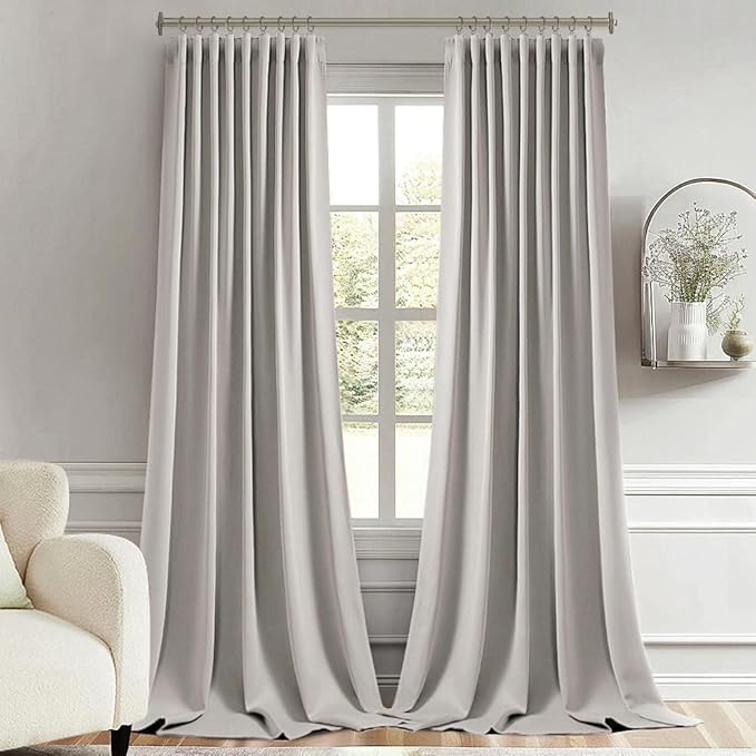 MIULEE Stone Back Tab Blackout Curtain 96 Inch Long 2 Panels Set