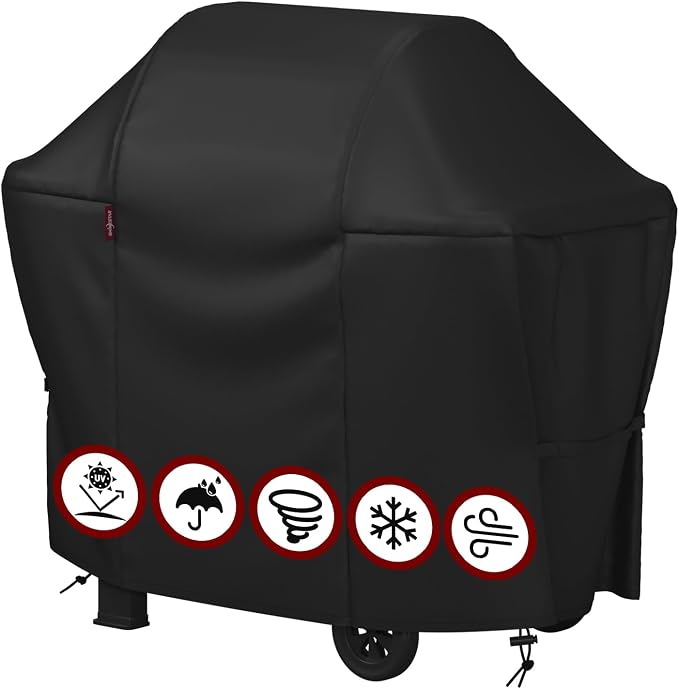 SHINESTAR 52 Inch Grill Cover for 49-52" Most 3-4 Burner Gas Grills, Heavy Duty Oxford Fabric BBQ Cover Waterproof UV Protection, Windproof with Magic Tape & Drawstring Bottom