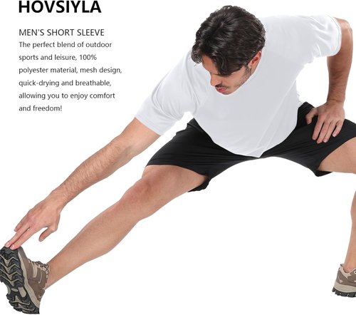 HovSiyla Men's Running Shirts - Breathable Dry Fit Athletic Tops for Cool Workouts | 1/5 Pack