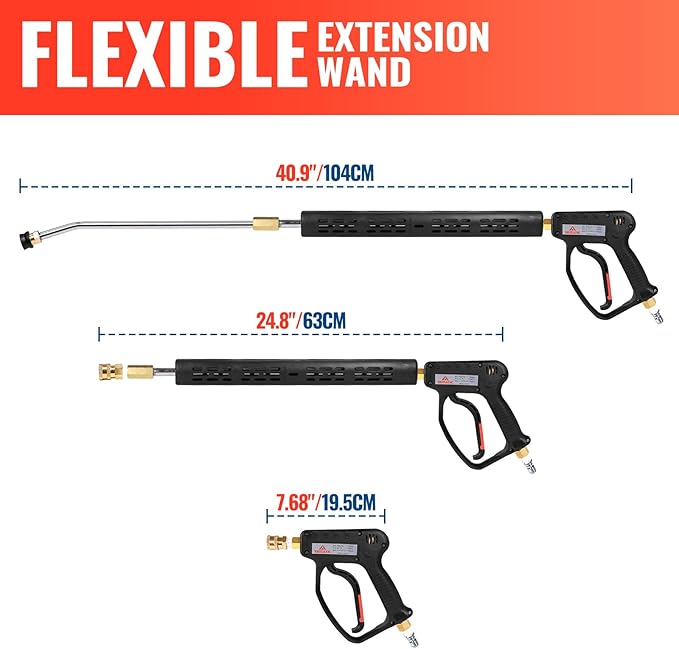 YAMATIC Pressure Washer Gun 5000 PSI - 3/8" Swivel Plug & M22-14mm Coupler, Power Washer Extension Wand Trigger Handle with 1/4" Quick Connect for Foam Cannon Car Wash