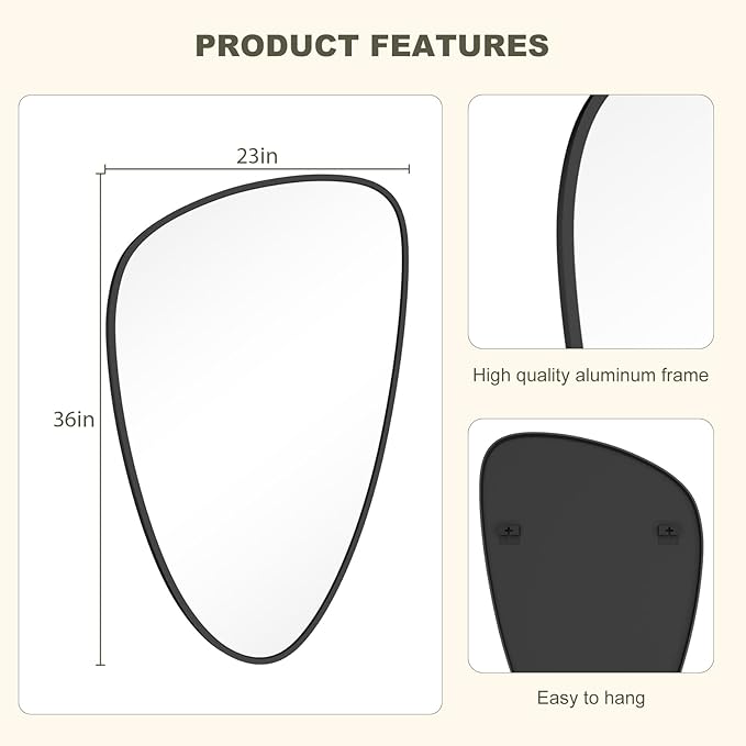 WallBeyond Asymmetrical Mirror, Irregular Wall Mirror, Wall Mirrors Decorative