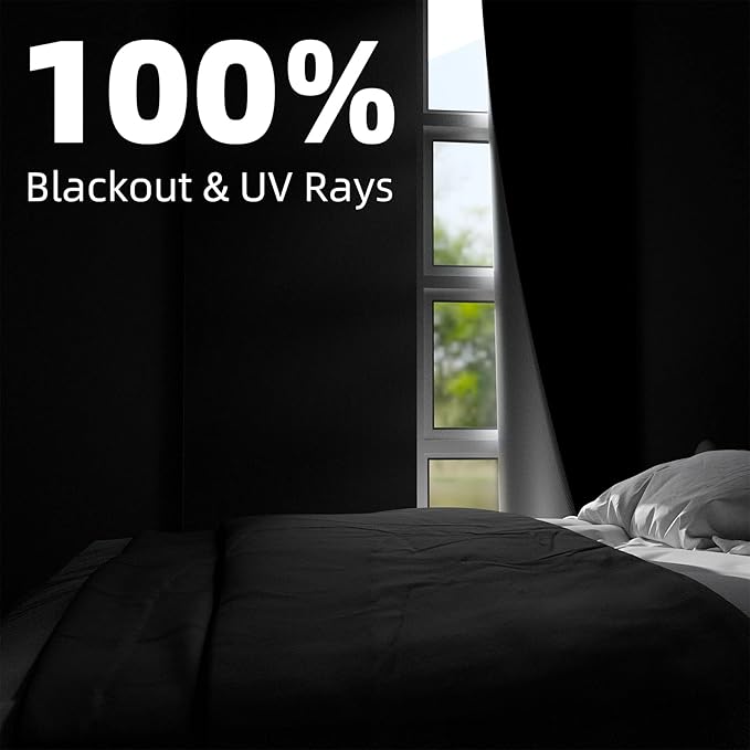 NIGHTON Portable Blackout Curtains 150"×59", Strong Hook and Loop Tape Strips