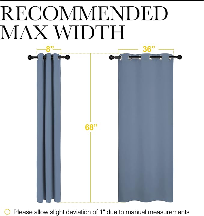 NICETOWN Short Curtains for Kitchen, Thermal Insulated Solid Grommet Blackout