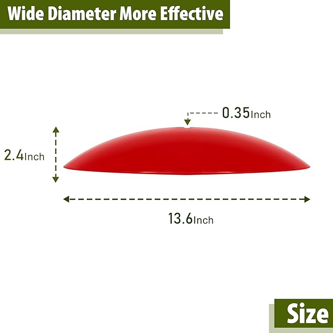 13" Hummingbird Feeder Dome Guard,Bird's Feeder Rain Cover,Squirrel Proof for Bird Feeders Pole, Smart Bird Feeders Umbrella(Bright Red), 1Pack