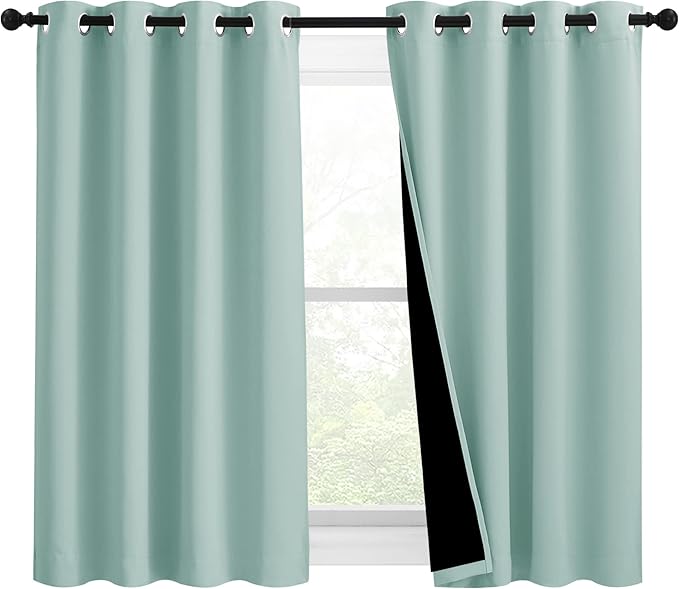 NICETOWN 100% Blackout Curtains 54 inches Long, Double-Deck Completely Blackout
