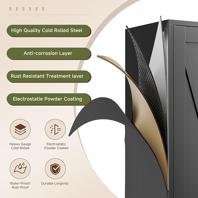 Letaya 75" H Metal Storage Cabinet with 2 Doors and 4 Shelves,Tall Kitchen Pantry Cabinets,Farmhouse Utility Pantry Organizers for Cupboard/Dining/Bathroom/Home Office/Garage Room,Black