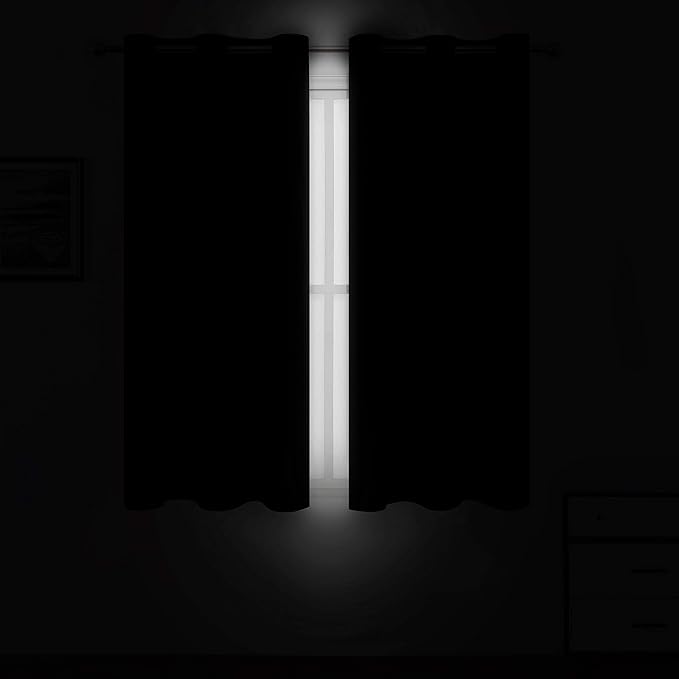 LEMOMO Blackout Curtains 42 x 63 inch/Black Curtains Set of 2 Panels/Thermal