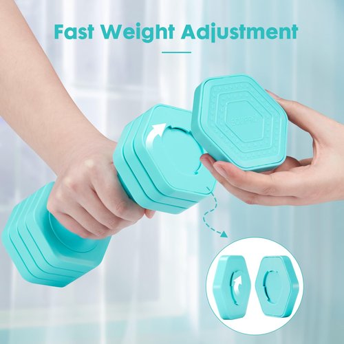 EQUIPRO Adjustable Dumbbell Set, 4 in 1 Weights for Women at Home, Hand Weights Dumbbells for Women, Each 2lb 3lb 4lb 5lb Fast Adjust Weight with Soft TPU Handle for Home Gym Exercise Training