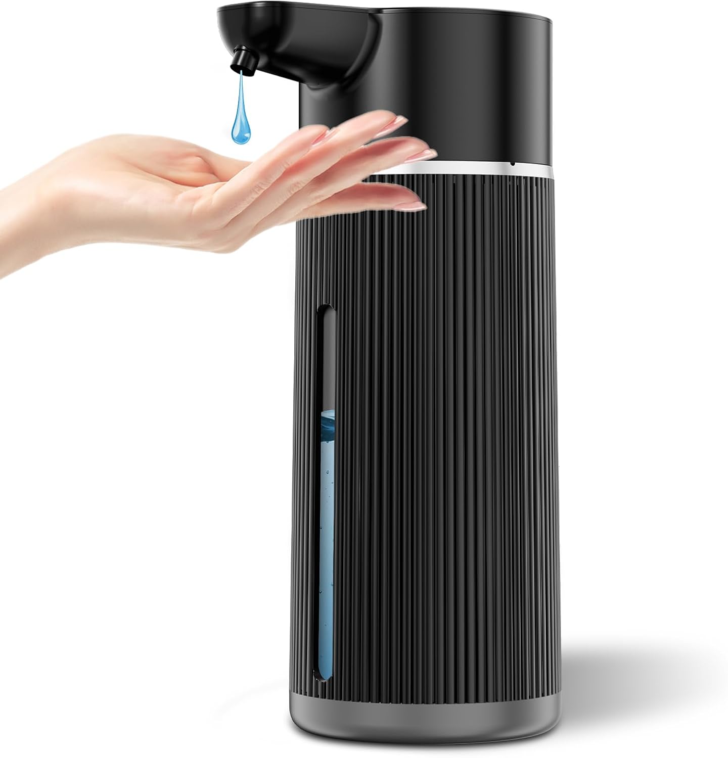 Automatic Soap Dispenser Touchless, 14.2oz/420ml Dish Hand Soap Dispenser for Kitchen Bathroom, Adjustable Volume for Thick & Thin Liquid, USB C Rechargeable, Clog-Free, Black