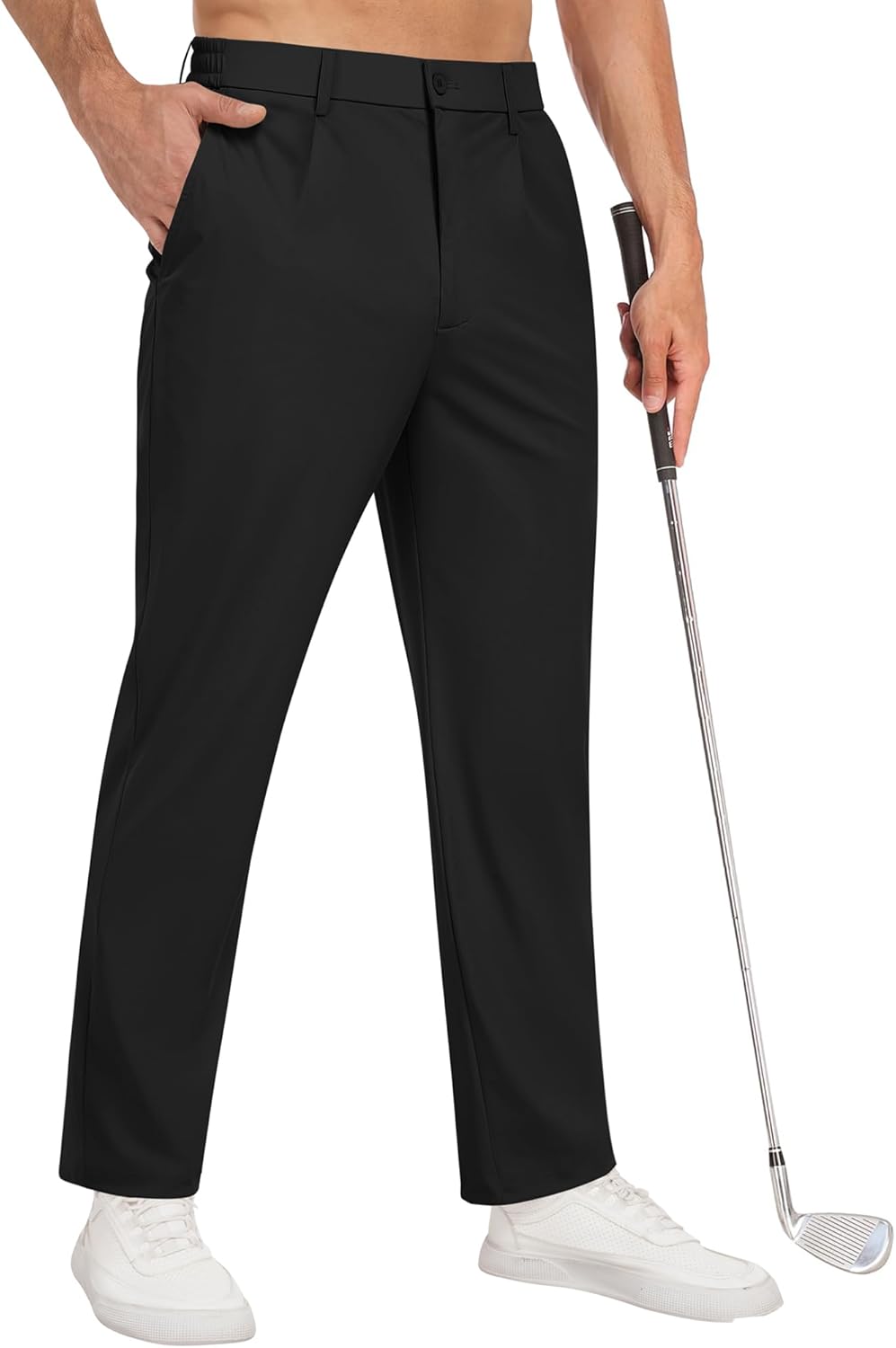 Skiennix Men's Golf Pants - Lightweight Stretch Casual Dress Trousers with 5 Pockets & Elastic Drawstring
