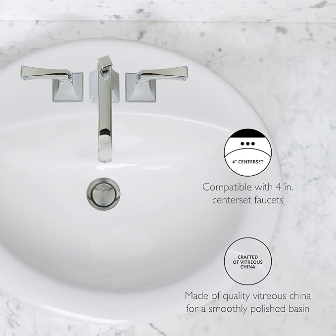 Design House 573428 Oval Drop-In Sink 20x17 Single Basin in White