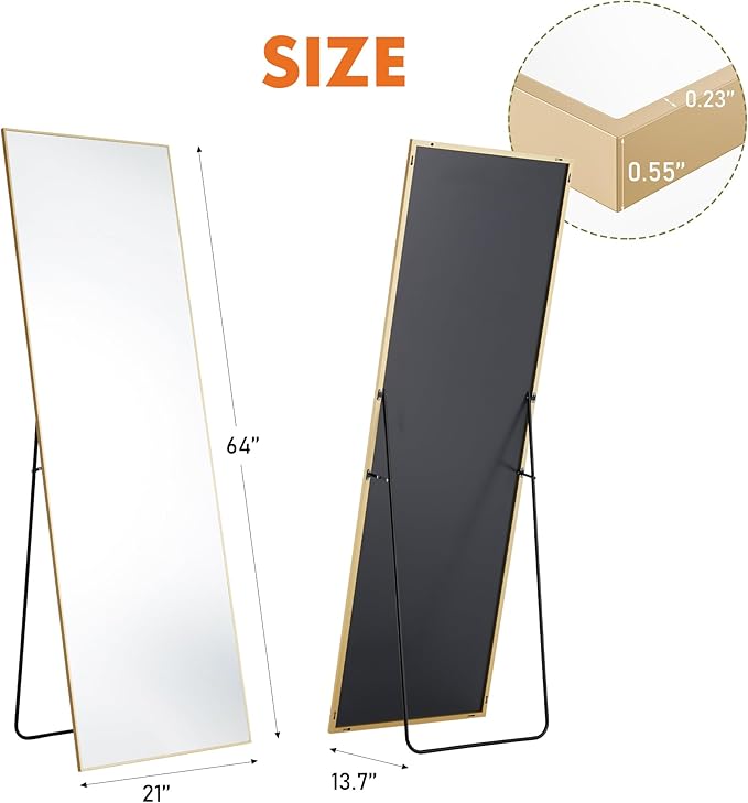 DUMOS Full Length Mirror 64"x21" Full Body Floor Mirror
