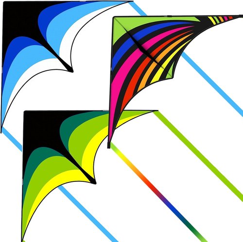 Delta Kite Set - 3 Pack Single Line Beach Kites for Adults & Kids | Includes Handles & String