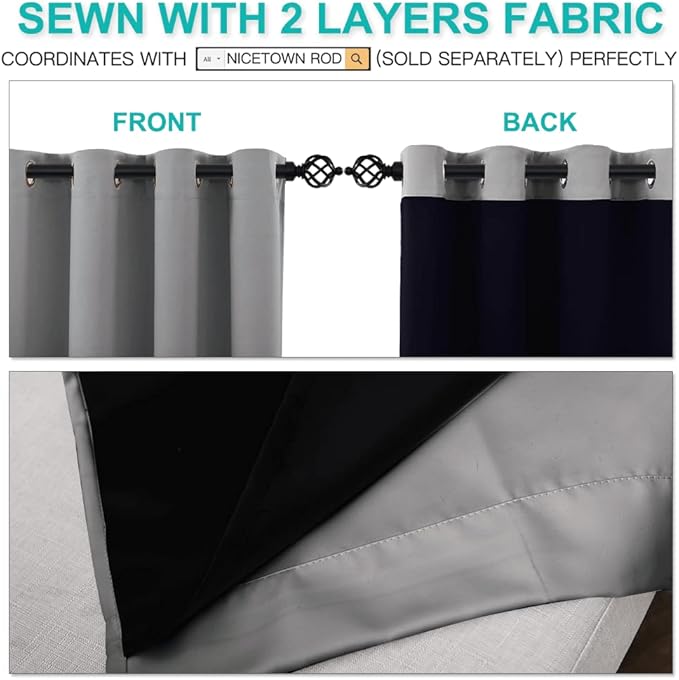 NICETOWN 100% Blackout Blinds, Laundry Room Decor Window Treatment Curtains