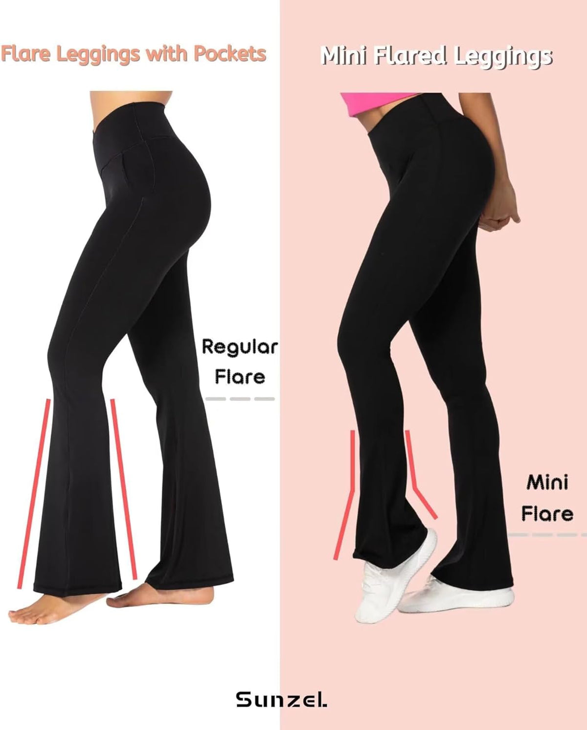 Sunzel High Waist Mini Flared Leggings - Tummy Control Casual Yoga Pants for Women | Perfect for Gym Workouts