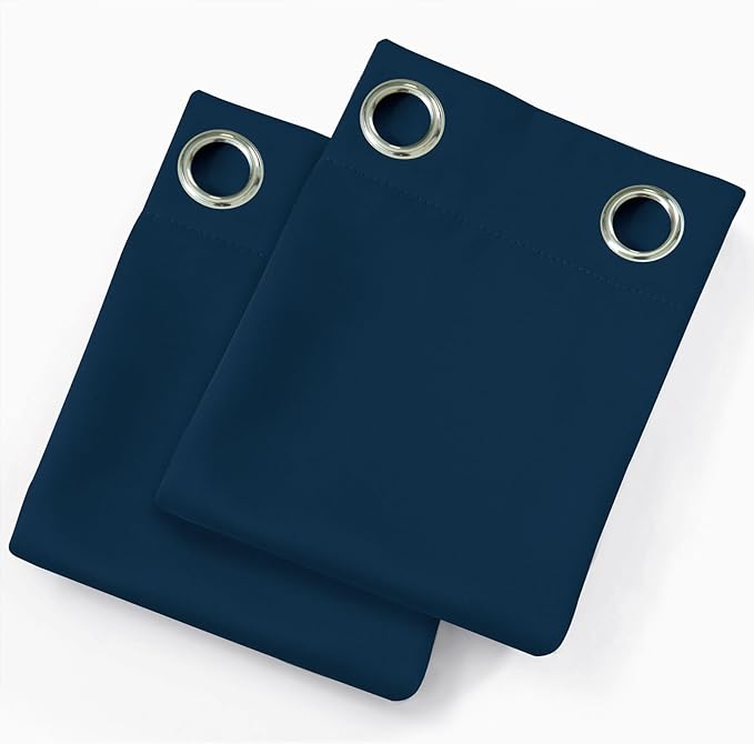 LEMOMO Blackout Curtains 52 x 90 Inch Long Navy Blue Curtains Set of 2 Panels