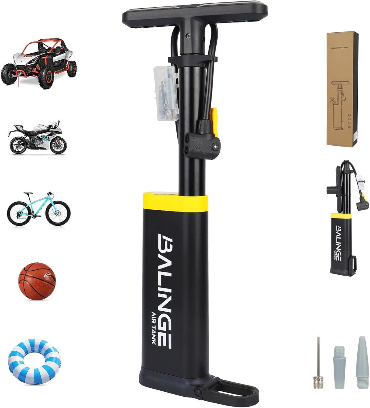 Skiennix High-Pressure Portable Tire Pump - 120 PSI with Analog Gauge & Ergonomic Handle | Fits Presta, Schrader & Dunlop Valves