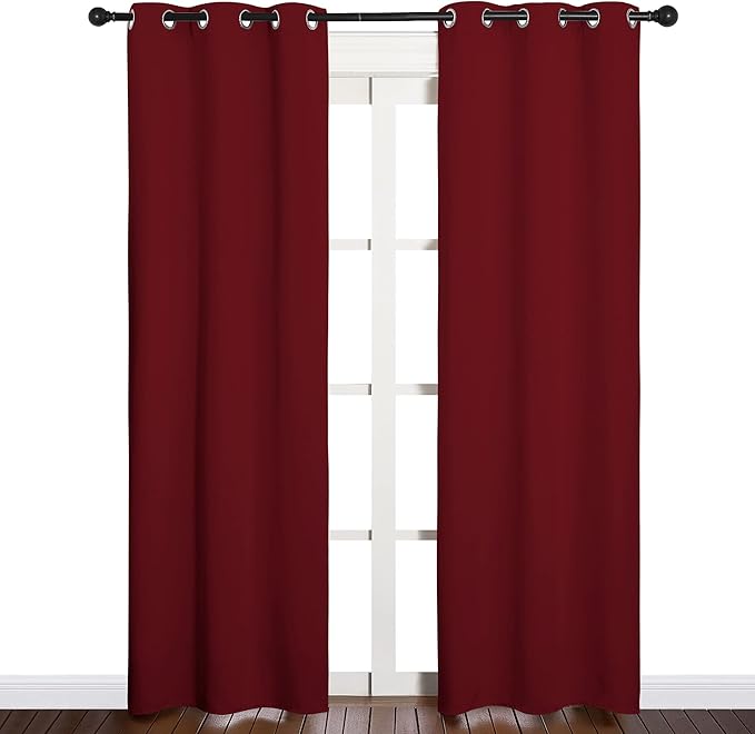NICETOWN Christmas Burgundy Bedroom Curtains Blackout Draperies, Christmas
