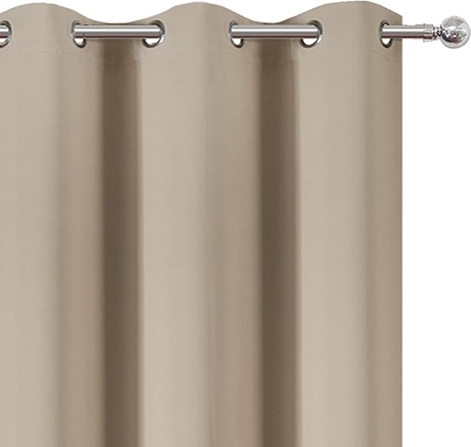 LEMOMO Khaki Blackout Curtains 42 x 54 Inch Length Set of 2 Panels Grommet