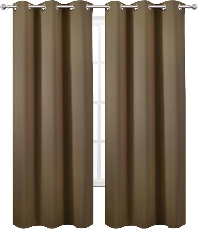 LEMOMO Brown Thermal Blackout Curtains/42 x 84 Inch/Set of 2 Panels Room