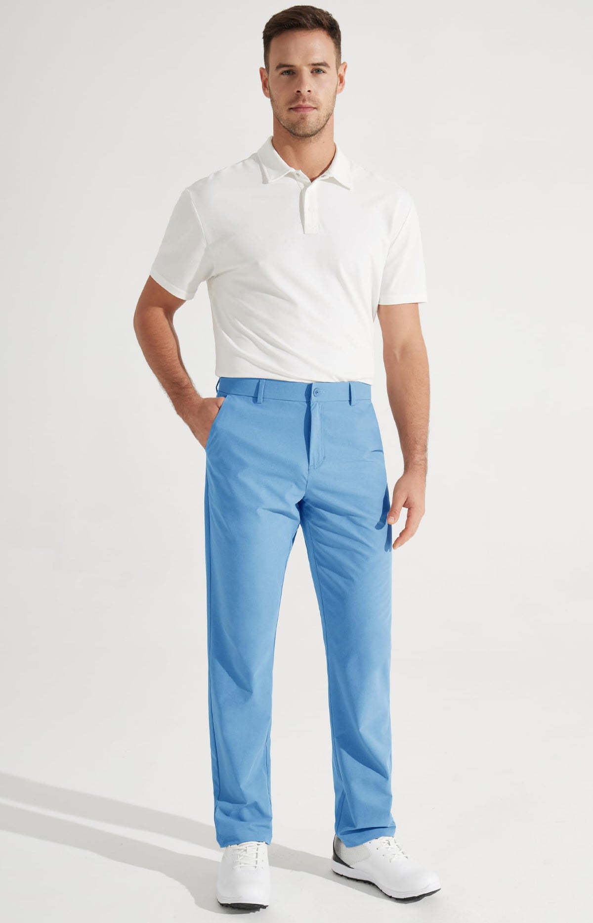 Libin Mens Golf Pants Classic Fit Stretch Work Dress Pants 32" Quick Dry Lightweight Business Casual Trousers Comfort Water Resistant, Brilliant Blue, 38W x 32L