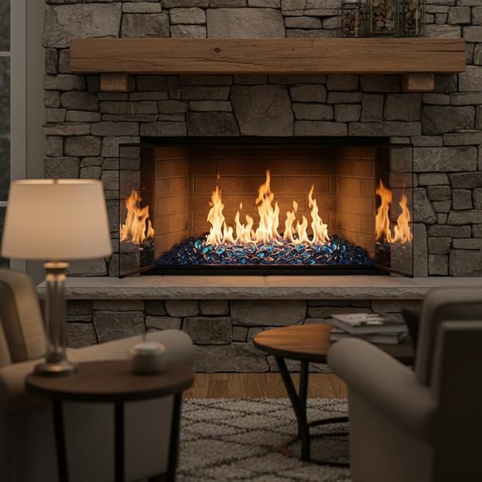 Mr. Fireglass 10 Pounds Diamond Fire Glass, 1 inch High Luster Reflective Fire Pit Glass Rocks for Propane & Natural Gas Fire Pits Fireplace & Lanscape, Caribbean Blue
