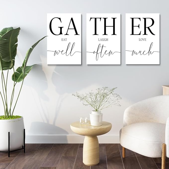 GUBIYU Gather Signs for Home Decor, Wall Art for Dining Room and Kitchen