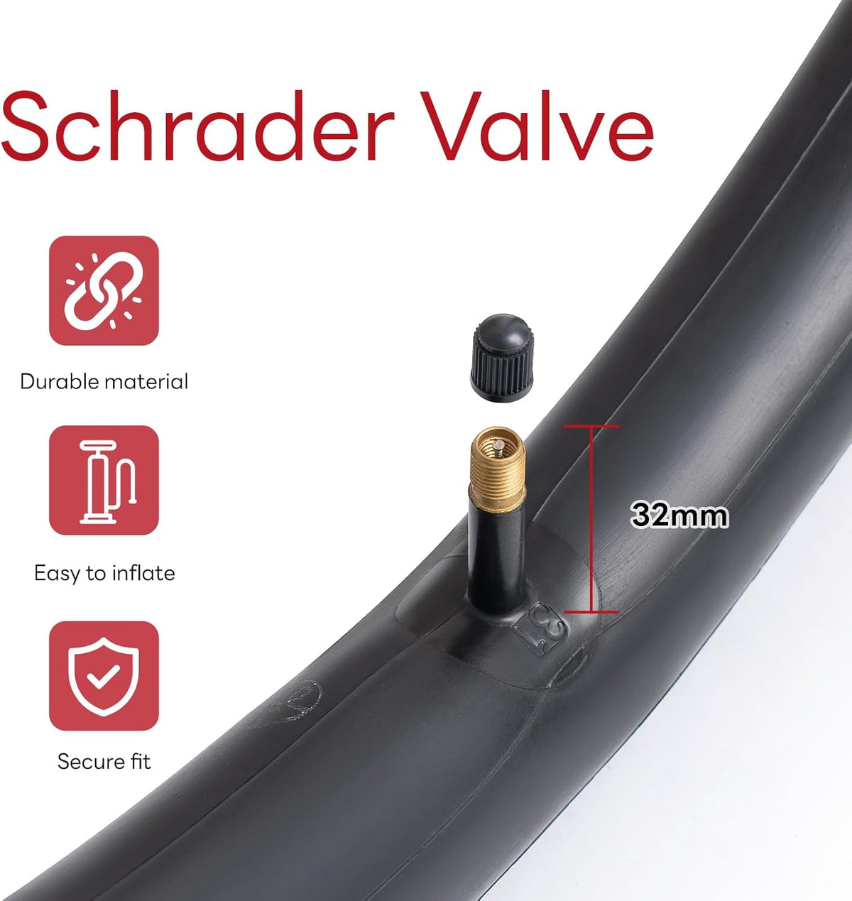 Reliable 14 x 1.75-2.125 Bike Tubes by [Brand Name] - Durable Inner Tubes with AV32mm Schrader Valve (2 PCS)
