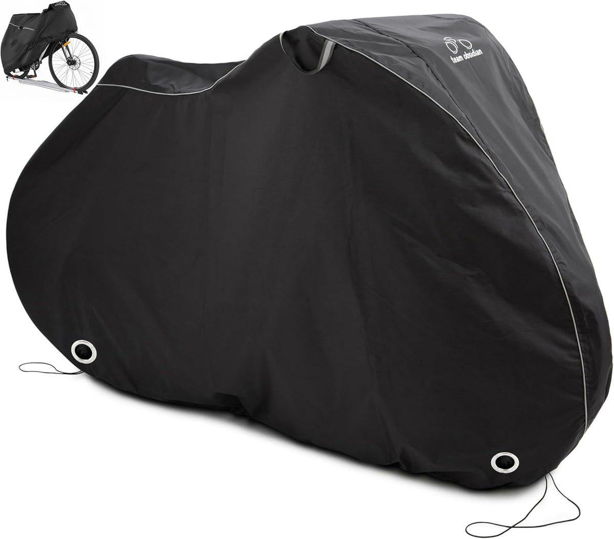TeamObsidian Bike Cover - Waterproof Outdoor & Indoor Bicycle Storage For 1 to 3 Bikes - Heavy Duty Ripstop 210D Tent Material - Stationary Electric Bike Protection for All Seasons