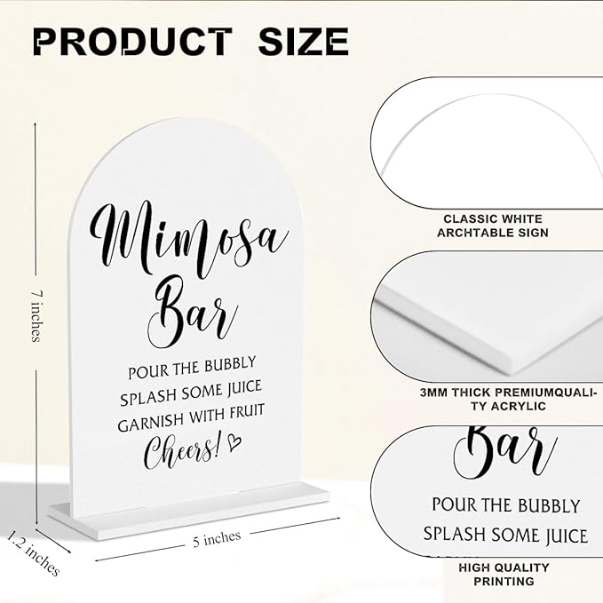 Mimosa Bar Sign Bridal Shower Signs Wedding Bar Sign for Engagement Bridal Shower Ceremony Reception Event Party Mimosa Bar Table Acrylic Decor