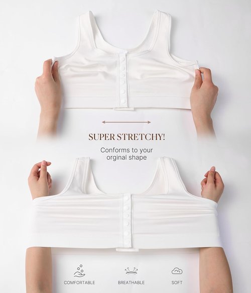 BRABIC Post-Surgery Compression Bra - Full Coverage Wireless Design for Mastectomy | Back Smoothing