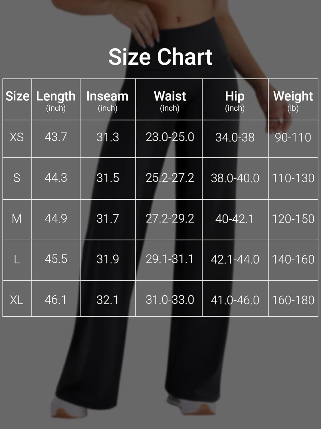 VOYJOY Women's Fold Over Straight Leggings - No Front Seam, Mid Low Waist, 31.5" Stretch Yoga Pants
