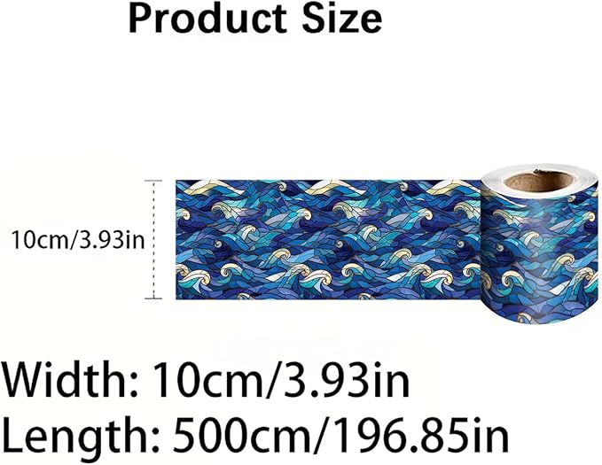 Blue Wave Wallpaper Border 196x4 Inch Peel and Stick Wall Border Self Adhesive