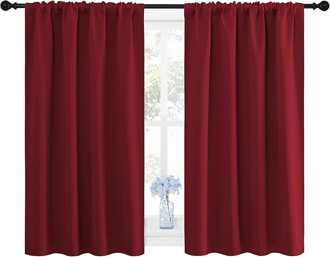 NICETOWN Burgundy Curtains Blackout Drape Panels