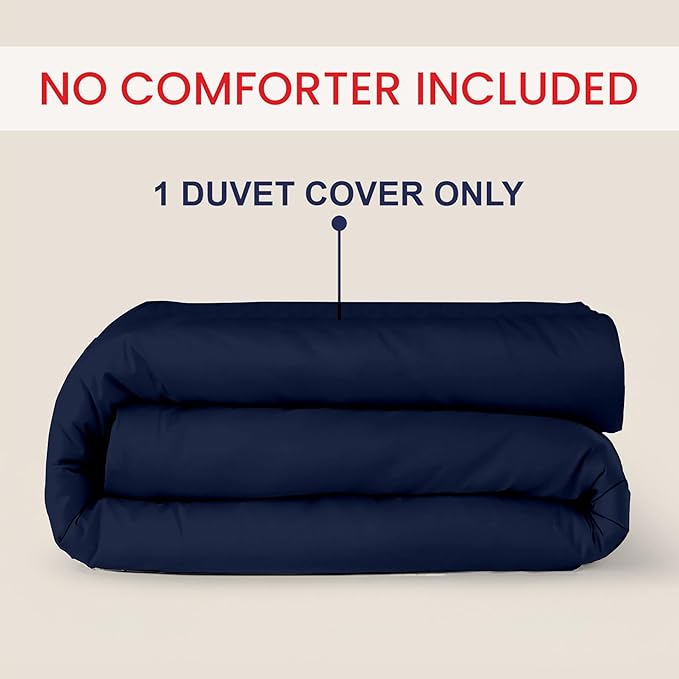 Kotton Culture 1 Pc Custom Size Duvet Cover Only -100% Egyptian Cotton Sateen 600 Thread Count Ultra Soft Premium Durable Comforter Cover Zipper Closure & Corner Ties (Navy Blue, Custom)
