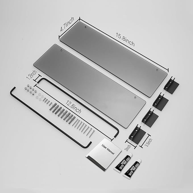 Voldra Glass Shelf for Bathroom, 2 Pack Adhesive Shower Shelves for Inside