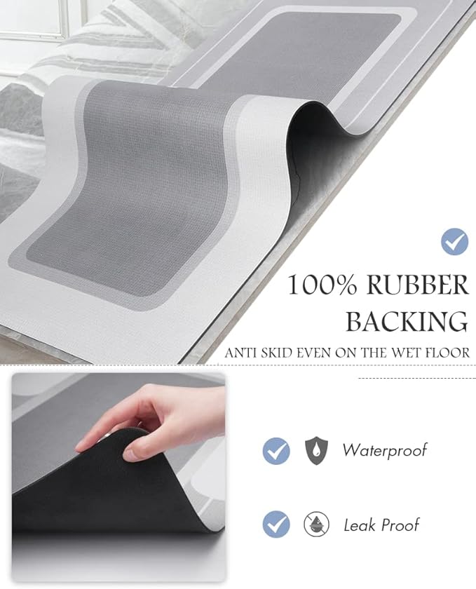 MontVoo-Bath Mat-Bathroom Mat Rug Non Slip Super Absorbent Stain Resistant Quick Dry Thin Bath Rug-Bath Mats for Bathroom Floor Bathtub Vanity-Bathmat Bath Rug Easy Care-17"x27" Grey