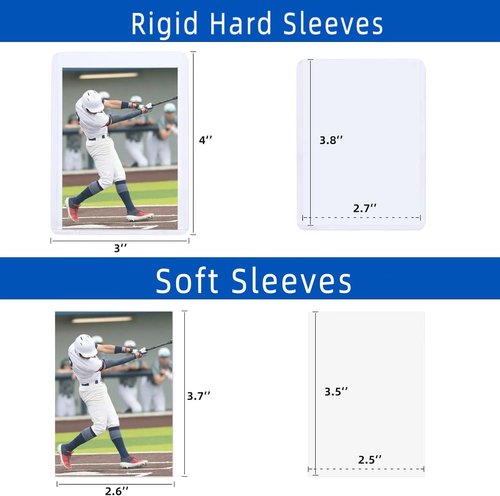 Arjiekwei Card Sleeves - Premium Hard Plastic Protectors for Baseball & Football Cards | 3"X4" (200 Pack)