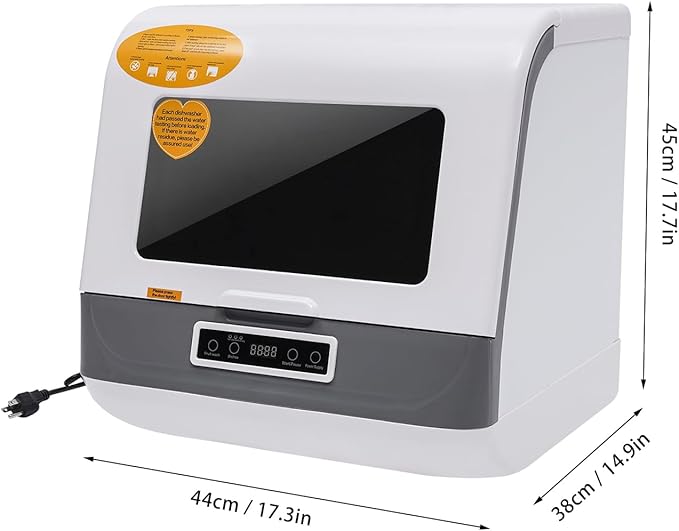 Portable Countertop Dishwasher 8L/2.11Gal Mini Dishwasher 4 Programs Automatic Dishwashing Machine 360° Spray Deep Cleaning With Air Drying 800W Compact Dishes Cleaner