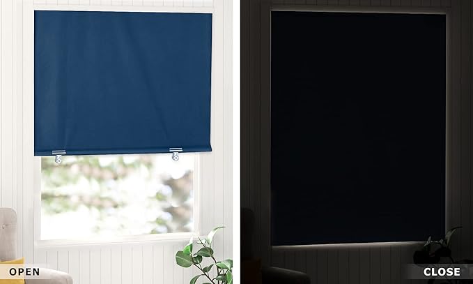 LazBlinds 100% Blackout Roller Shades, No Tools No Drill Cordless Blinds