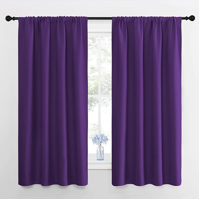 NICETOWN RV Blackout Curtains for Camper Windows, Royal Purple, Short Blackout