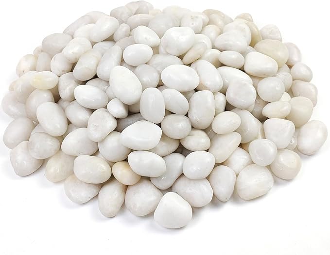 YISZM White Pebbles for Indoor Plants, Natural Polished River Rocks, Small Decorative Stones for Planters Vase Fish Tank Aquariums Landscaping Garden, 10lbs