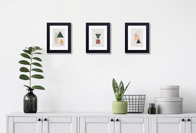 RPJC 6x8 inch Picture Frame Made of Solid Wood and High Definition Glass Display Pictures 4x6 with Mat or 6x8 Without Mat for Wall Mounting Photo Frame Brown