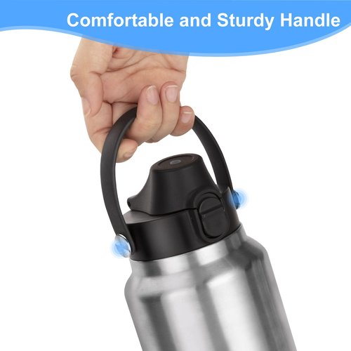 Auto Spout Lid for YETI Rambler Bottles, Fits 18/26/36/64 oz Bottles, Chug Replacement Lid Cap with Push-Button Lid and Flexible Handle