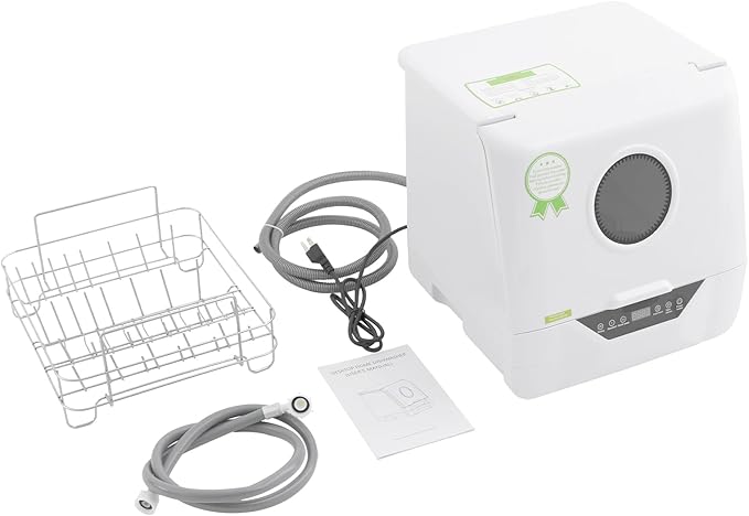 3-In-1 Portable Dishwasher,785W Countertop Mini Dishwasher With Display Screen & Child Lock,Multi-Functional Large Capacity Compact Drying Storage Dishwasher For Apartments,Dorms,Kitchens (800W 6L)