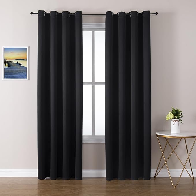 ChrisDowa Blackout Curtains 80 Inches Long 2 Panels Set