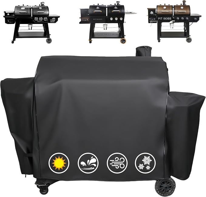 Utheer Grill Cover for Pit Boss PB1230 Combo Grill, Waterproof 600D Grill Cover for PB1100PSC2 & PB1100PSC1 Pro Series Triple-Function Wood Pellet/Gas Combo Grill, for PB 67364