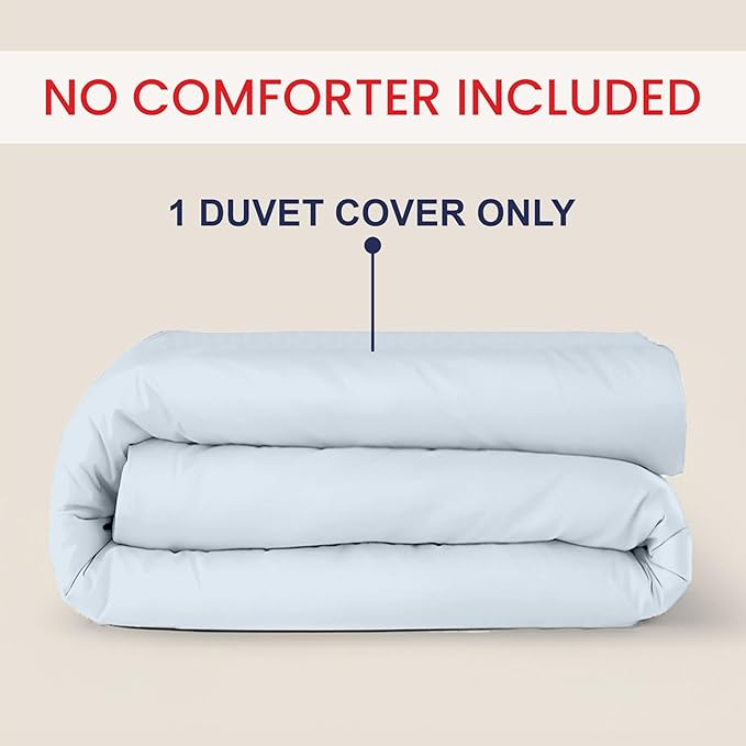 Kotton Culture 1 Pc Twin Size Duvet Cover Only -100% Egyptian Cotton Sateen 600 Thread Count Ultra Soft Premium Durable Comforter Cover Zipper Closure & Corner Ties (Blue Sky, Twin/Twin XL 68" X 90")